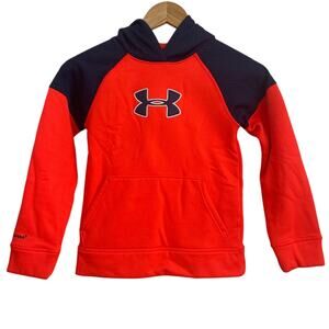 UNDER ARMOUR "STORM1" Boys Pullover Sweatshirt Hoodie Orange Blue XS